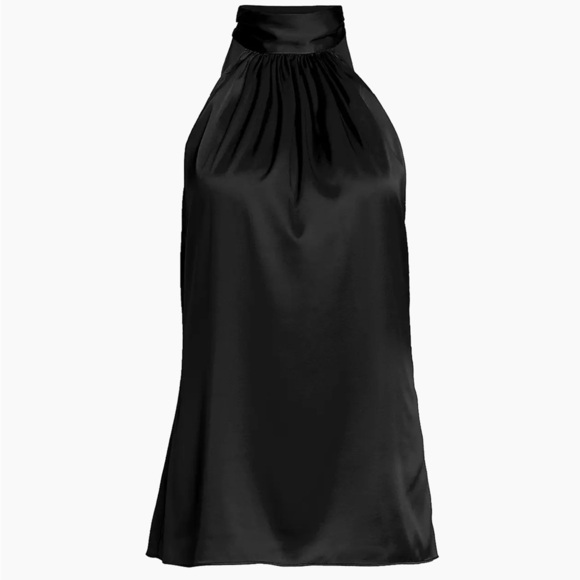 Ramy Brook Lori Silk Black Halter Top - Picture 1 of 14
